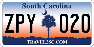 SC license plate ZPY020