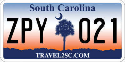 SC license plate ZPY021