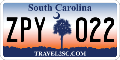 SC license plate ZPY022