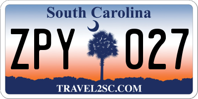 SC license plate ZPY027