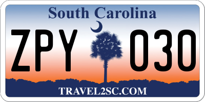 SC license plate ZPY030