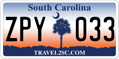 SC license plate ZPY033