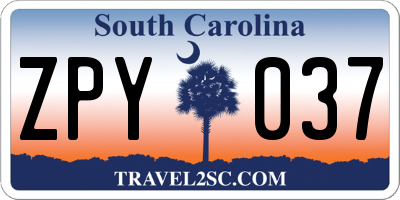 SC license plate ZPY037
