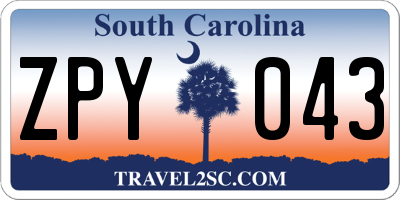 SC license plate ZPY043