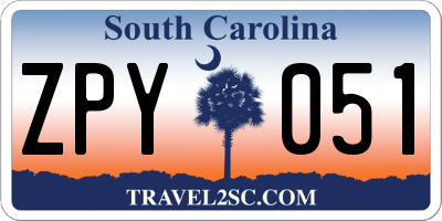 SC license plate ZPY051
