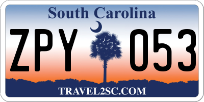 SC license plate ZPY053