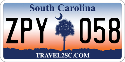 SC license plate ZPY058