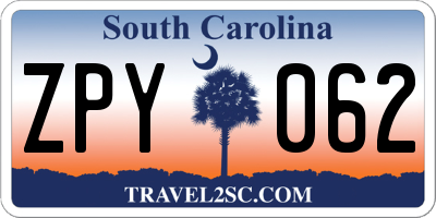 SC license plate ZPY062