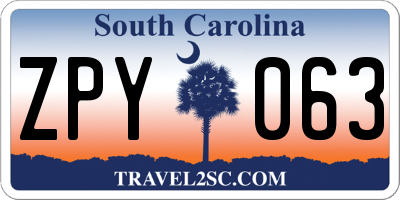 SC license plate ZPY063