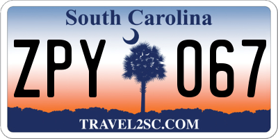 SC license plate ZPY067