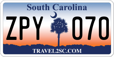 SC license plate ZPY070