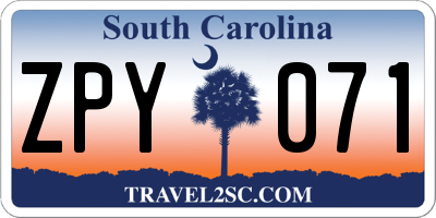 SC license plate ZPY071