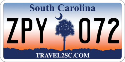 SC license plate ZPY072