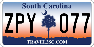 SC license plate ZPY077