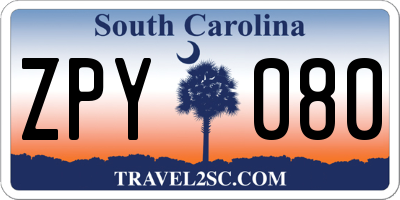 SC license plate ZPY080