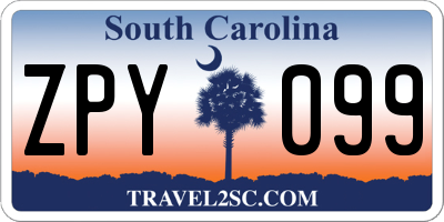 SC license plate ZPY099