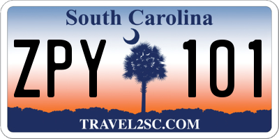 SC license plate ZPY101