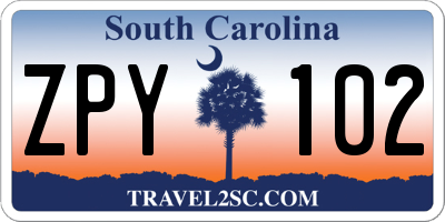 SC license plate ZPY102