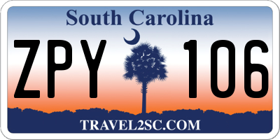 SC license plate ZPY106
