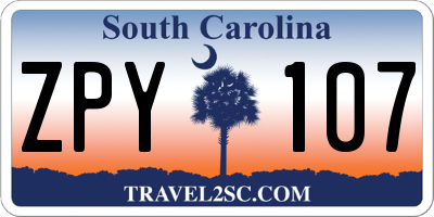 SC license plate ZPY107