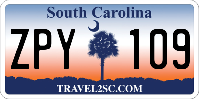 SC license plate ZPY109