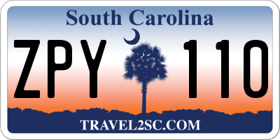 SC license plate ZPY110