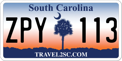 SC license plate ZPY113
