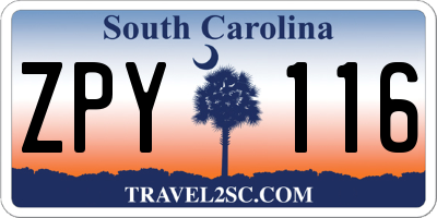 SC license plate ZPY116