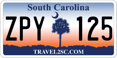 SC license plate ZPY125