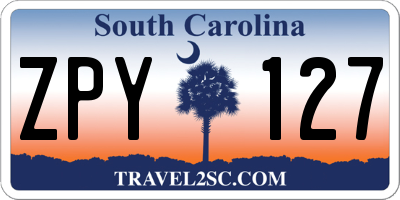 SC license plate ZPY127