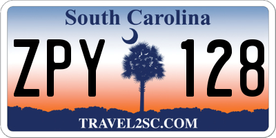 SC license plate ZPY128