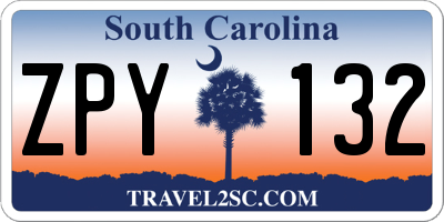 SC license plate ZPY132