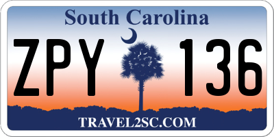 SC license plate ZPY136