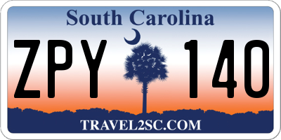 SC license plate ZPY140