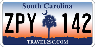 SC license plate ZPY142