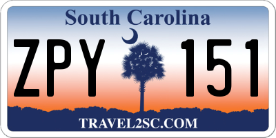 SC license plate ZPY151