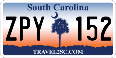 SC license plate ZPY152