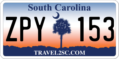 SC license plate ZPY153