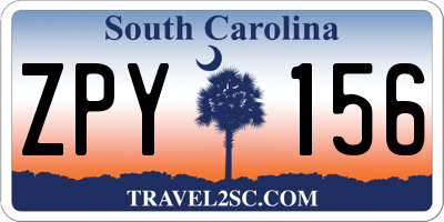 SC license plate ZPY156