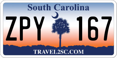 SC license plate ZPY167