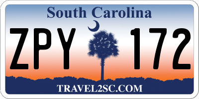 SC license plate ZPY172