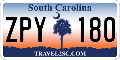 SC license plate ZPY180