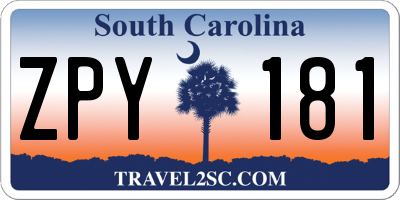 SC license plate ZPY181