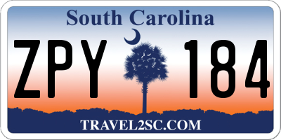 SC license plate ZPY184