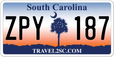 SC license plate ZPY187