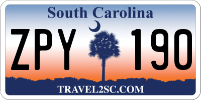 SC license plate ZPY190
