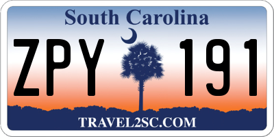 SC license plate ZPY191