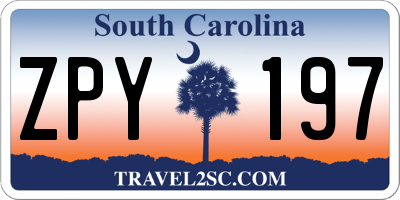 SC license plate ZPY197