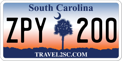 SC license plate ZPY200