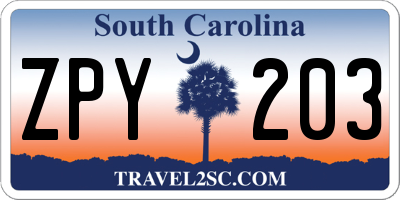 SC license plate ZPY203